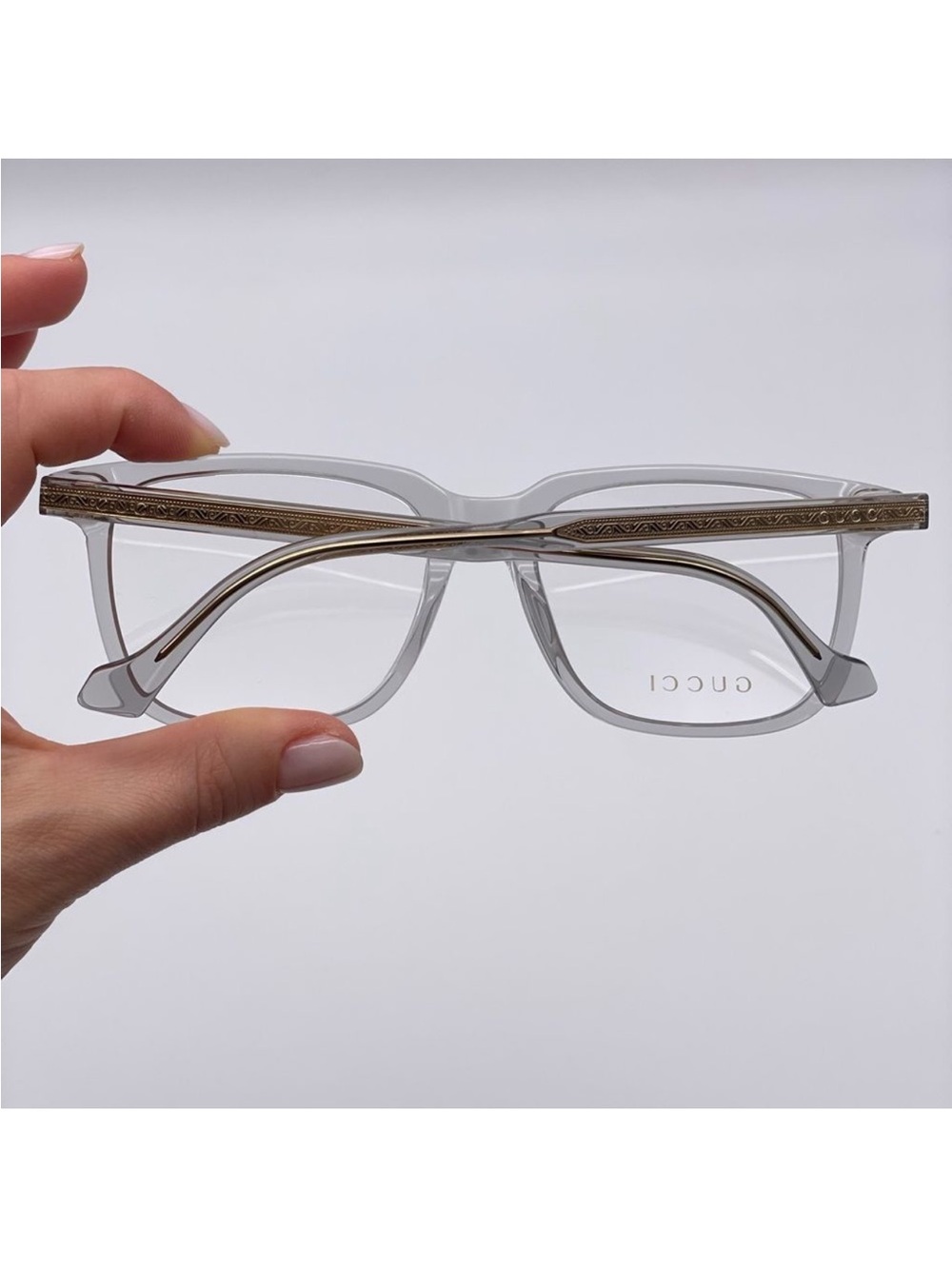 AUTHENTIC Gucci Transparent Frame with Gold-Trim Women's Glasses - Picture 2 of 14